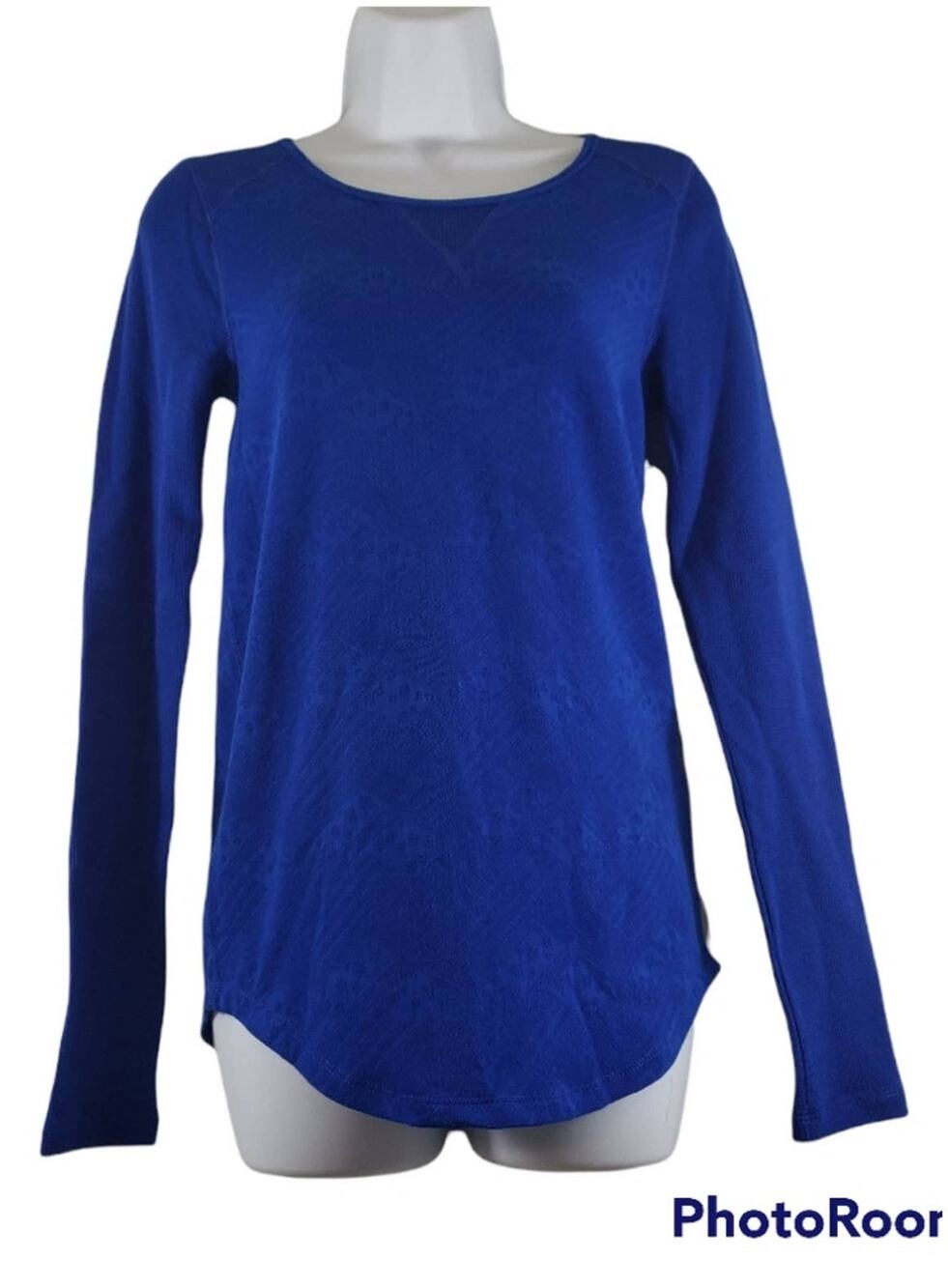 Lucky Brand Thermal Long Sleeve Blue Printed Top Size Small